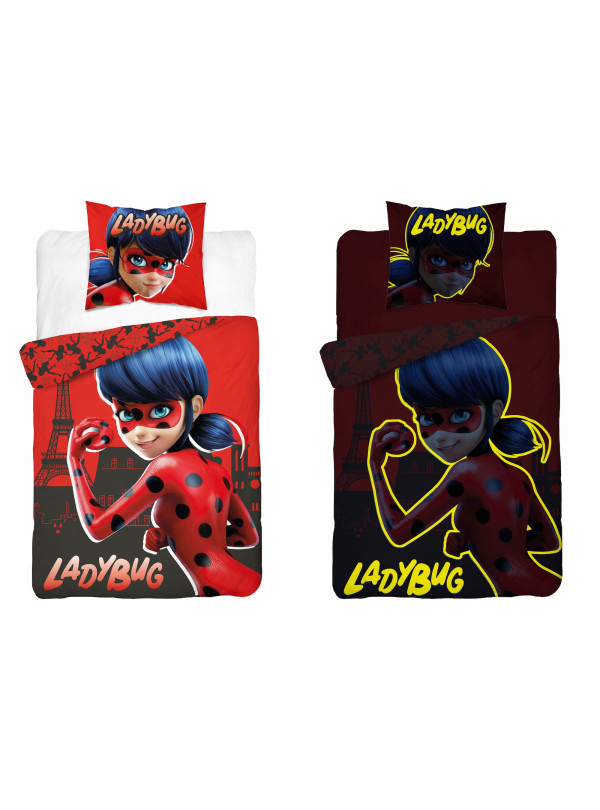 POŚCIEL ŚWIECĄCA W CIEMNOŚCI BAWEŁNIANA 140x200 MIRACULOUS BIEDRONKA I KOT MIR-01