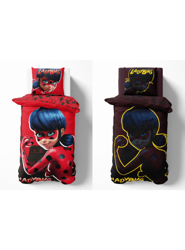 POŚCIEL ŚWIECĄCA W CIEMNOŚCI BAWEŁNIANA 140x200 MIRACULOUS BIEDRONKA I KOT MIR-01