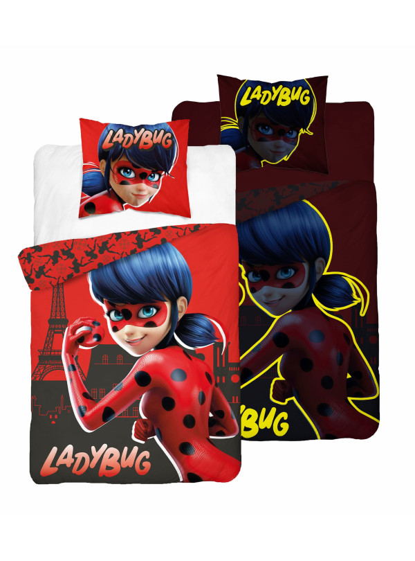 POŚCIEL ŚWIECĄCA W CIEMNOŚCI BAWEŁNIANA 140x200 MIRACULOUS BIEDRONKA I KOT MIR-01