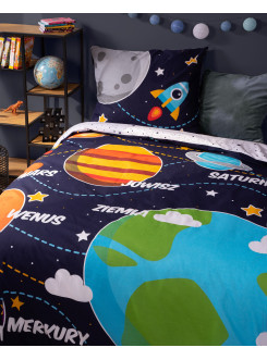 POŚCIEL 160x200 ŚWIECĄCA W CIEMNOŚCI KOSMOS PLANETY 3038_A 2
