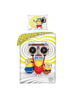 KOMPLET POŚCIELI 140x200 GRU I MINIONKI DISCO 2