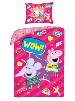 POŚCIEL BAWEŁNIANA 140x200 ŚWINKA PEPPA RÓŻOWA + WOREK