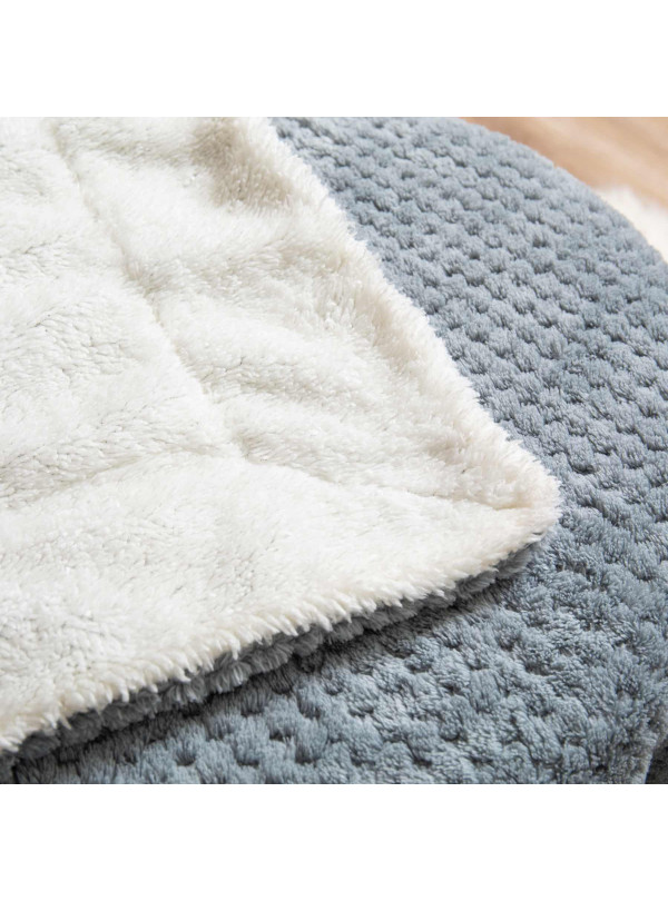 KOC 150x200 BARANEK SHERPA DWUSTRONNY SZARY + BIAŁY