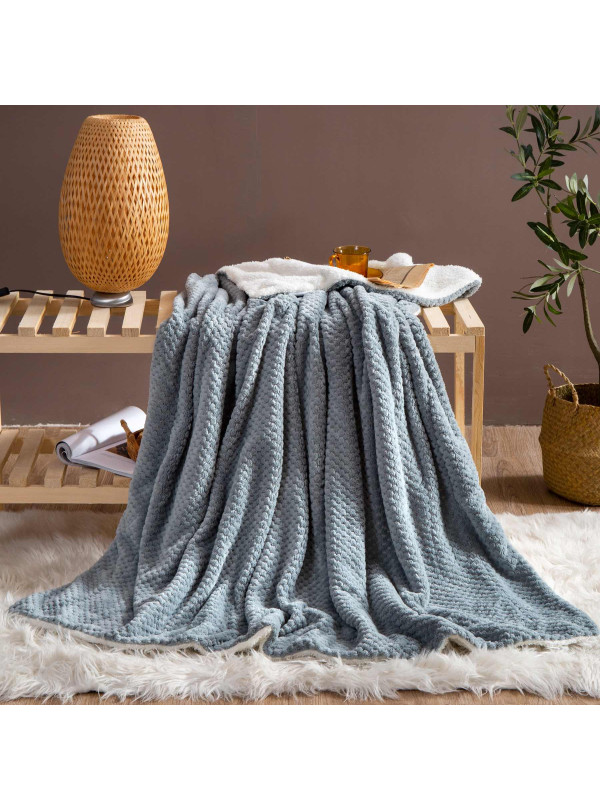 KOC 150x200 BARANEK SHERPA DWUSTRONNY SZARY + BIAŁY