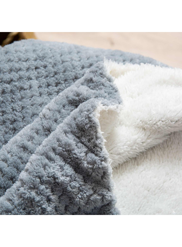 KOC 150x200 BARANEK SHERPA DWUSTRONNY SZARY + BIAŁY