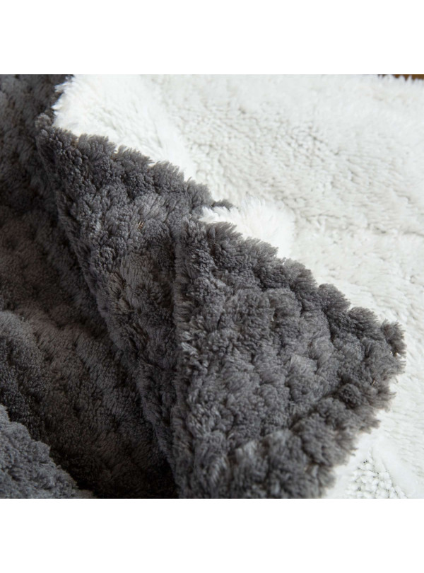 KOC 150x200 BARANEK SHERPA DWUSTRONNY GRAFIT + BIAŁY