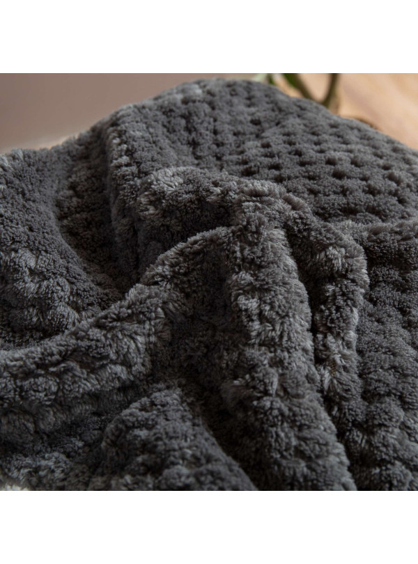 KOC 150x200 BARANEK SHERPA DWUSTRONNY GRAFIT + BIAŁY