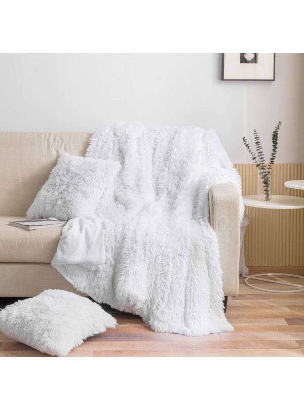 KOC 70x150 WŁOCHACZ DŁUGIE WŁOSIE YETI BIAŁY NA FOTEL