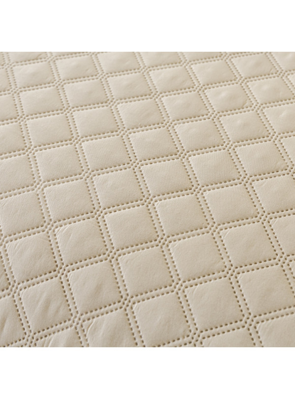 NARZUTA NA ŁÓZKO 200x220 PIKOWANA Z FALBANKĄ BEŻOWA BEŻ