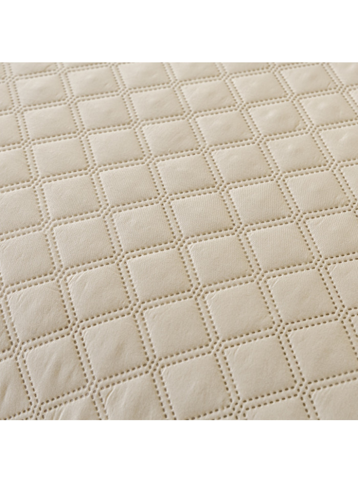 NARZUTA NA ŁÓZKO 200x220 PIKOWANA Z FALBANKĄ BEŻOWA BEŻ