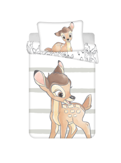 POŚCIEL DO ŁÓŻECZKA 100x135 JELONEK BAMBI W PASY
