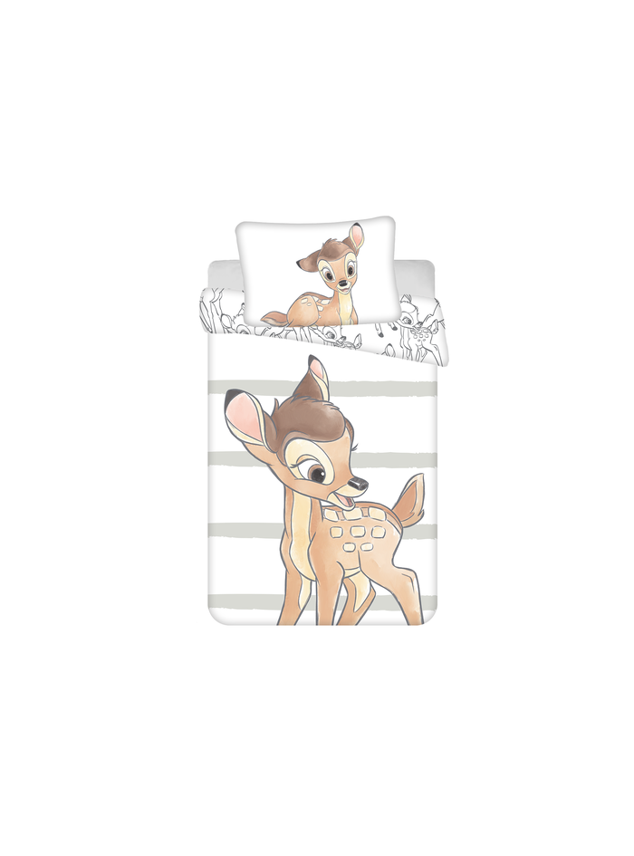 POŚCIEL DO ŁÓŻECZKA 100x135 JELONEK BAMBI W PASY