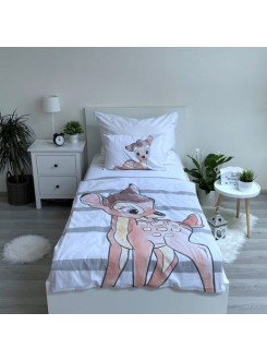 POŚCIEL DO ŁÓŻECZKA 100x135 JELONEK BAMBI W PASY 2
