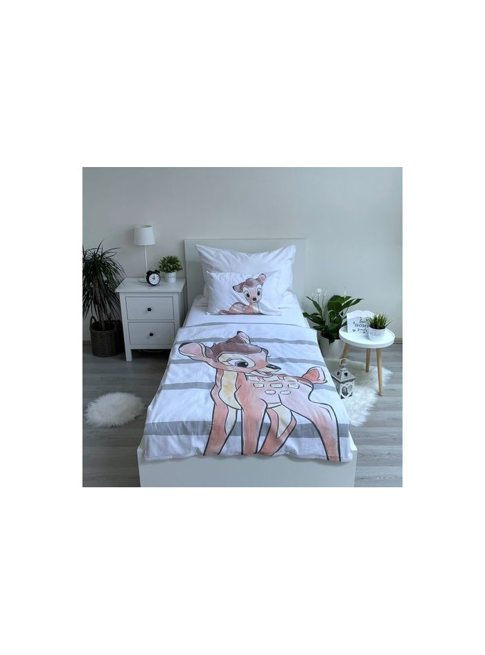 POŚCIEL DO ŁÓŻECZKA 100x135 JELONEK BAMBI W PASY