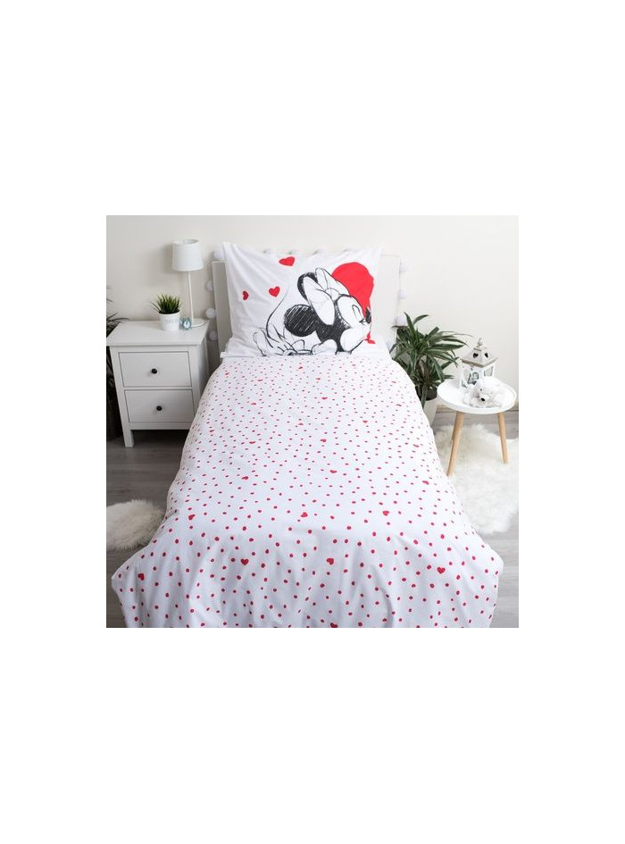 KOMPLET POŚCIELI 140x200 MYSZKA MIKI MINI MIŁOŚĆ SERCE