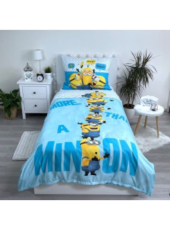 KOMPLET POŚCIELI 140x200 GRU I MINIONKI NIEBIESKI WIEŻA 2
