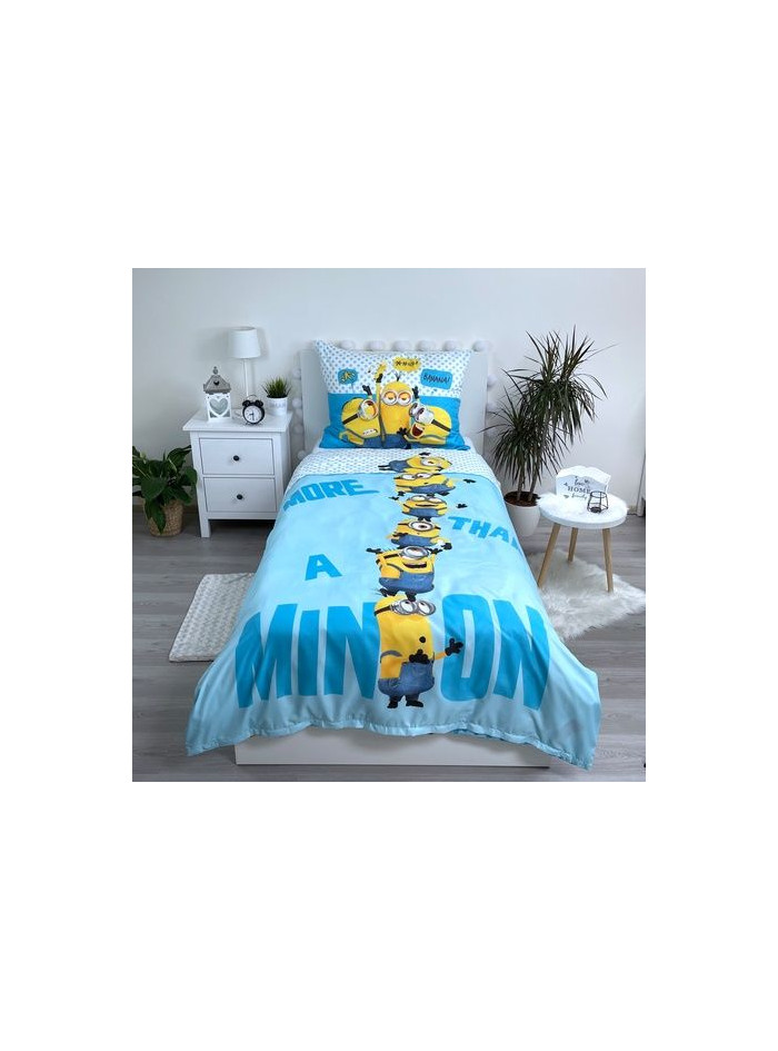 KOMPLET POŚCIELI 140x200 GRU I MINIONKI NIEBIESKI WIEŻA