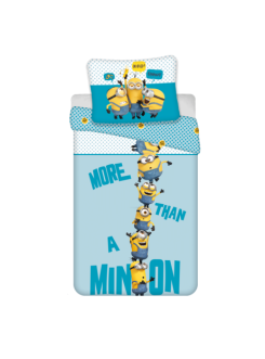 KOMPLET POŚCIELI 140x200 GRU I MINIONKI NIEBIESKI WIEŻA