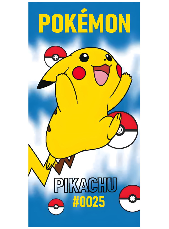 RĘCZNIK PLAŻOWY 70x140 POKEMON PIKACHU POKEBALL
