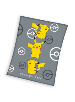 KOC KOCYK POLAROWY 130x160 POKEMON PIKACHU SZARY