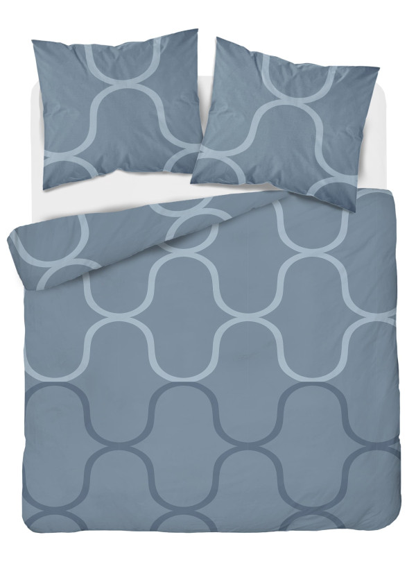 KOMPLET POŚCIELI 200x220 GEOMETRYCZNA NIEBIESKA 4973_A
