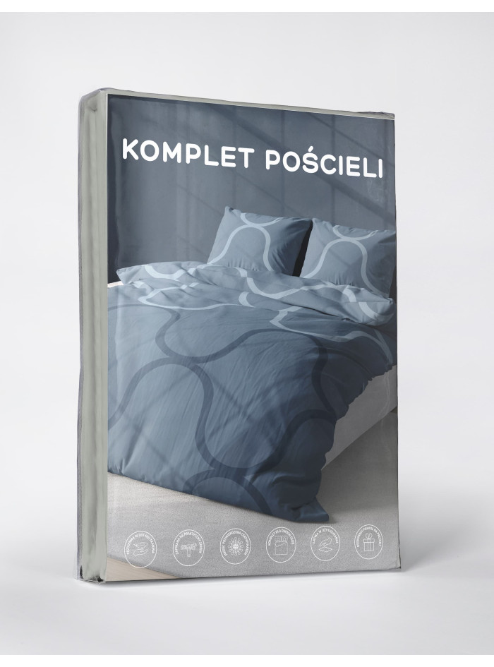 KOMPLET POŚCIELI 200x220 GEOMETRYCZNA NIEBIESKA 4973_A