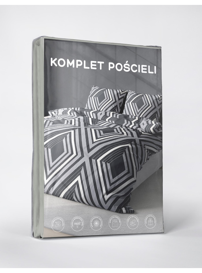 KOMPLET POŚCIELI 200x220 GEOMETRYCZNA SZARA 4980_A