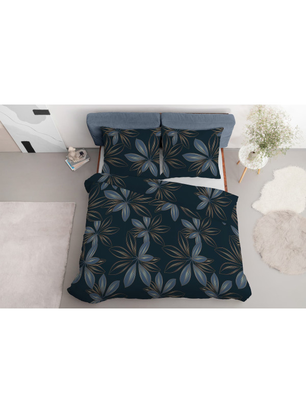 KOMPLET POŚCIELI 200x220 CIEMNA W KWIATY 4982_A