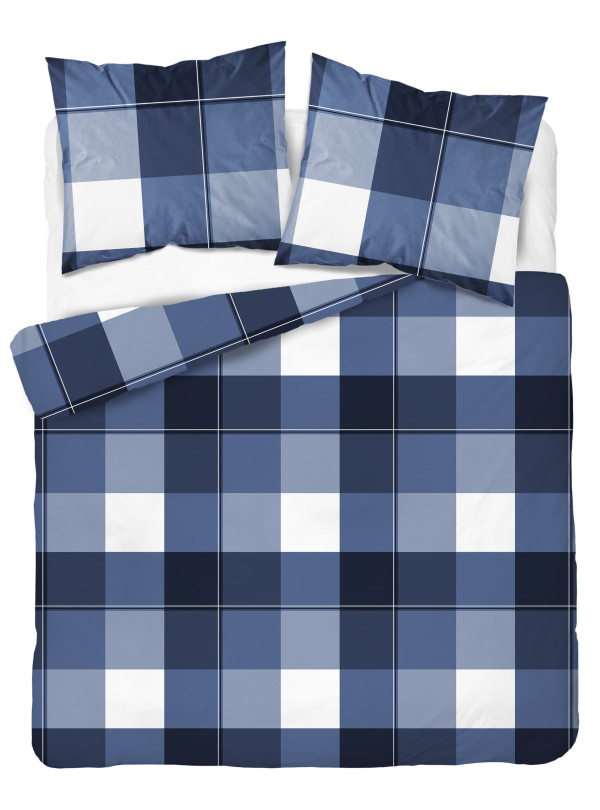 KOMPLET POŚCIELI 200x220 NIEBIESKA W KRATĘ 4987_A