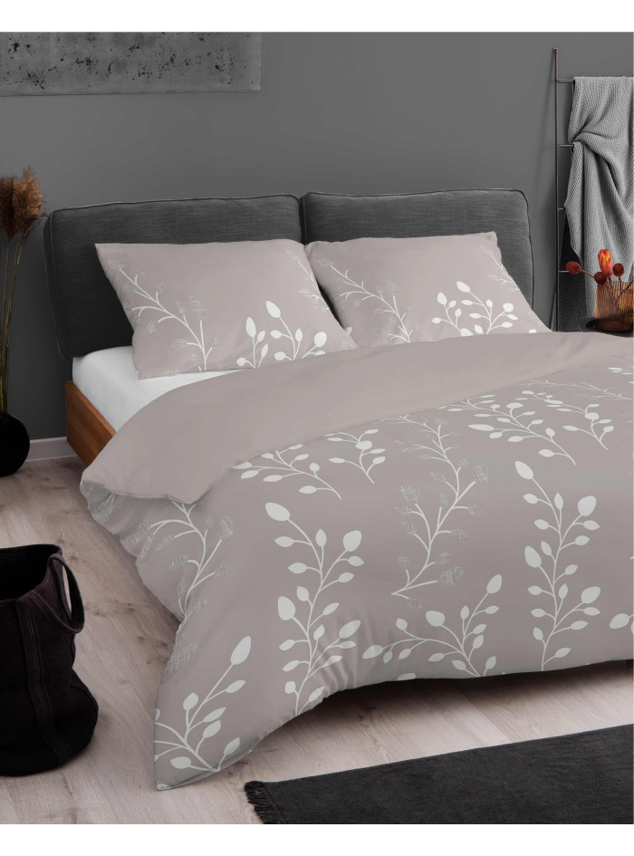 KOMPLET POŚCIELI Z MIKROSATYNY 200x220 W BIAŁE KWIATY 5346_A