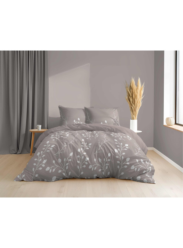 KOMPLET POŚCIELI Z MIKROSATYNY 200x220 W BIAŁE KWIATY 5346_A