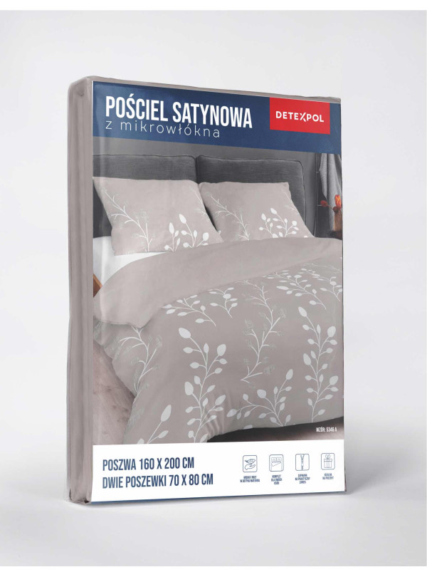 KOMPLET POŚCIELI Z MIKROSATYNY 200x220 W BIAŁE KWIATY 5346_A