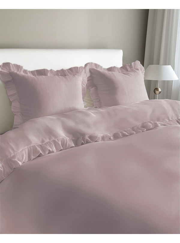 KOMPLET POŚCIELI BAWEŁNIANEJ 160x200 Z FALBANKĄ RÓŻOWA