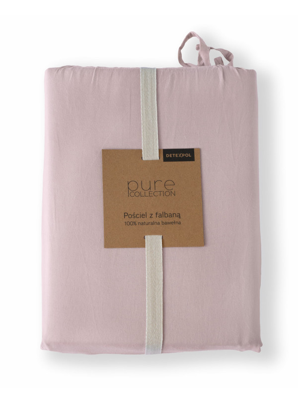 KOMPLET POŚCIELI BAWEŁNIANEJ 160x200 Z FALBANKĄ RÓŻOWA