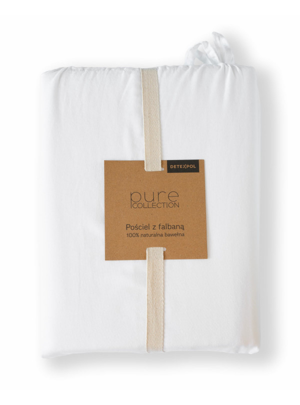 KOMPLET POŚCIELI BAWEŁNIANEJ 160x200 Z FALBANKĄ BIAŁA