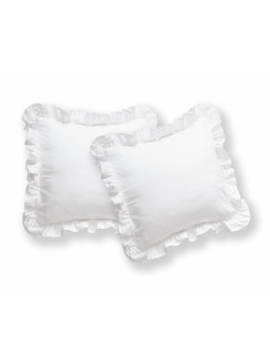 POSZEWKA NA PODUSZKĘ 40x40 cm 2pak BIAŁA Z FALBANKĄ