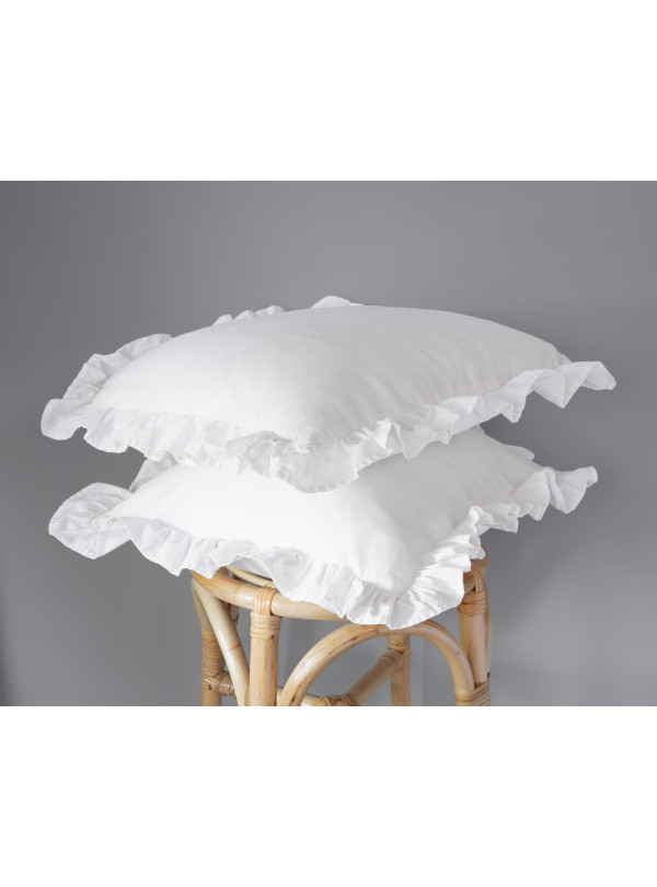 POSZEWKA NA PODUSZKĘ 40x40 cm 2pak BIAŁA Z FALBANKĄ