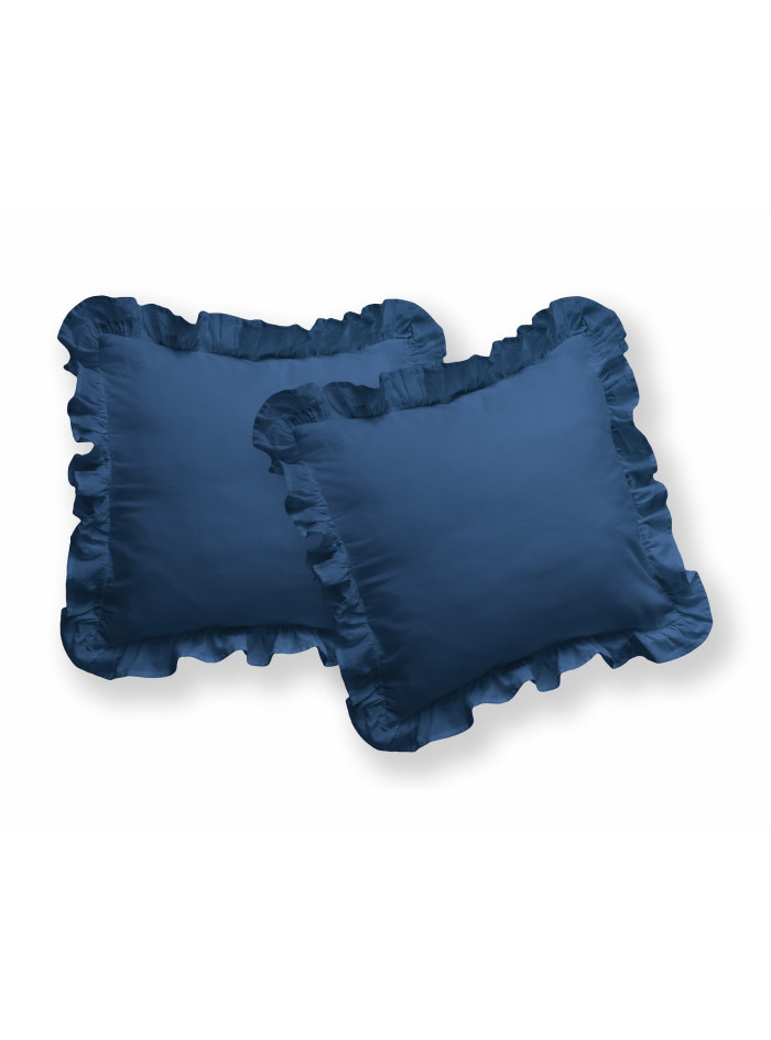 POSZEWKA NA PODUSZKĘ 40x40 cm 2pak NIEBIESKA Z FALBANKĄ