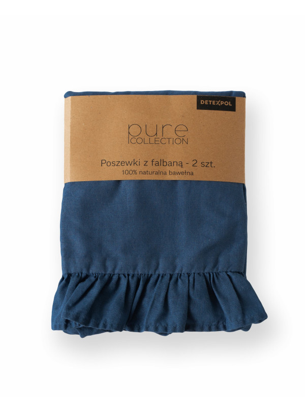 POSZEWKA NA PODUSZKĘ 40x40 cm 2pak NIEBIESKA Z FALBANKĄ