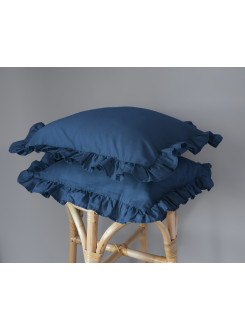 POSZEWKA NA PODUSZKĘ 40x40 cm 2pak NIEBIESKA Z FALBANKĄ 2