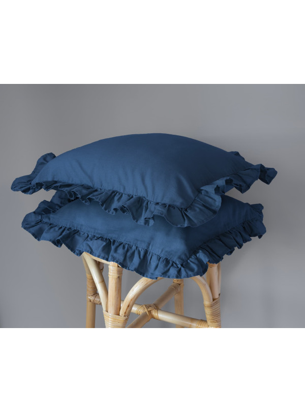 POSZEWKA NA PODUSZKĘ 40x40 cm 2pak NIEBIESKA Z FALBANKĄ