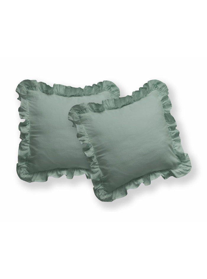 POSZEWKA NA PODUSZKĘ 40x40 cm 2pak MIĘTOWA Z FALBANKĄ
