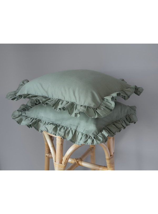 POSZEWKA NA PODUSZKĘ 40x40 cm 2pak MIĘTOWA Z FALBANKĄ