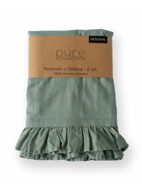 POSZEWKA NA PODUSZKĘ 40x40 cm 2pak MIĘTOWA Z FALBANKĄ