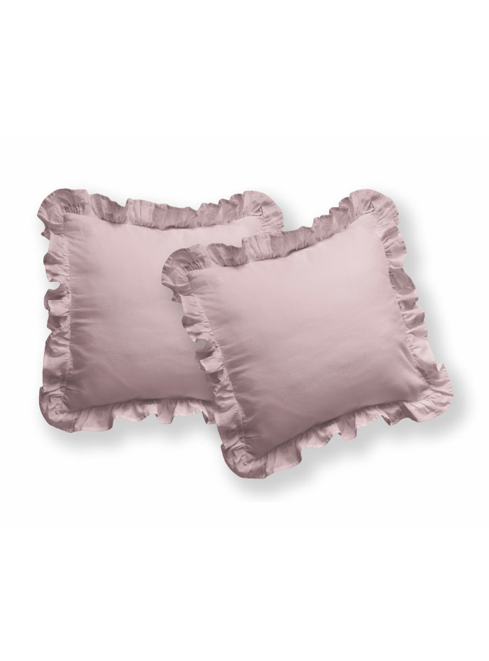 POSZEWKA NA PODUSZKĘ 40x40 cm 2pak RÓŻOWA Z FALBANKĄ