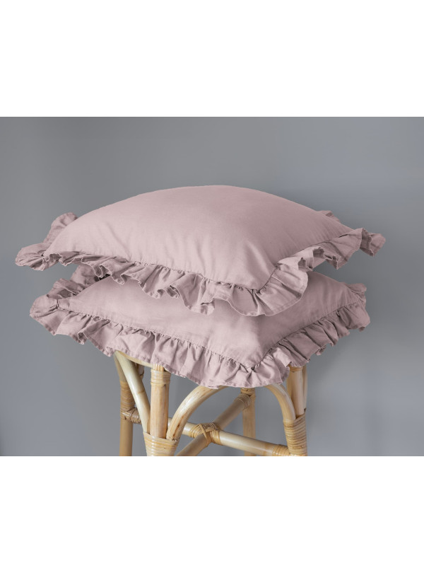 POSZEWKA NA PODUSZKĘ 40x40 cm 2pak RÓŻOWA Z FALBANKĄ