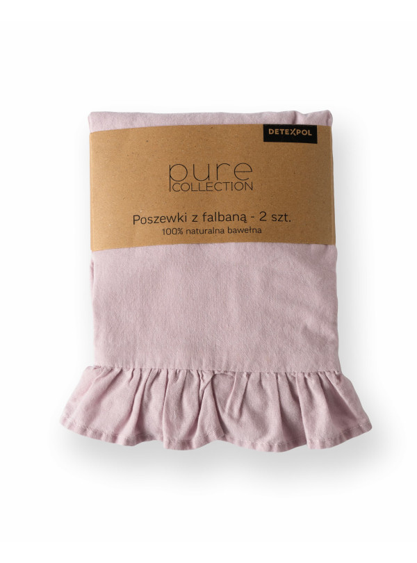 POSZEWKA NA PODUSZKĘ 40x40 cm 2pak RÓŻOWA Z FALBANKĄ