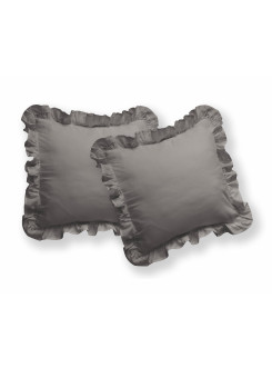 POSZEWKA NA PODUSZKĘ 40x40 cm 2pak CIEPŁOSZARA Z FALBANKĄ