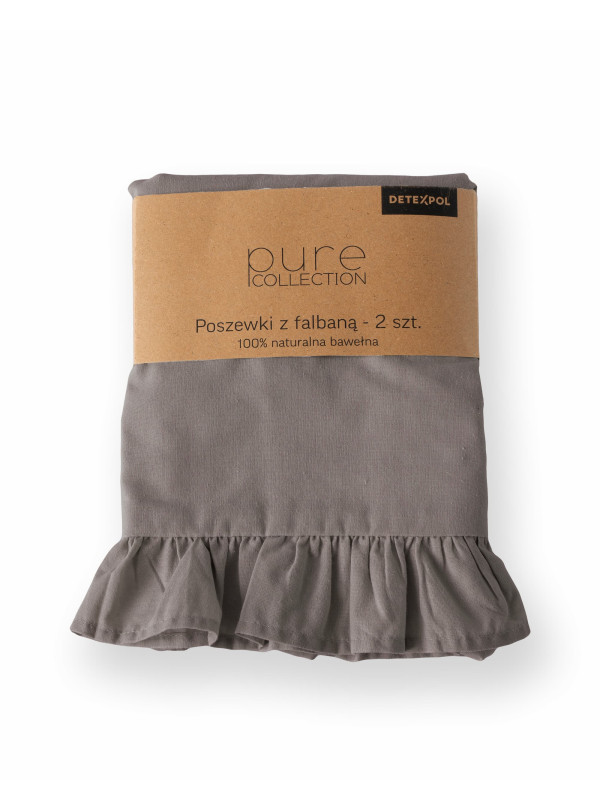 POSZEWKA NA PODUSZKĘ 40x40 cm 2pak CIEPŁOSZARA Z FALBANKĄ