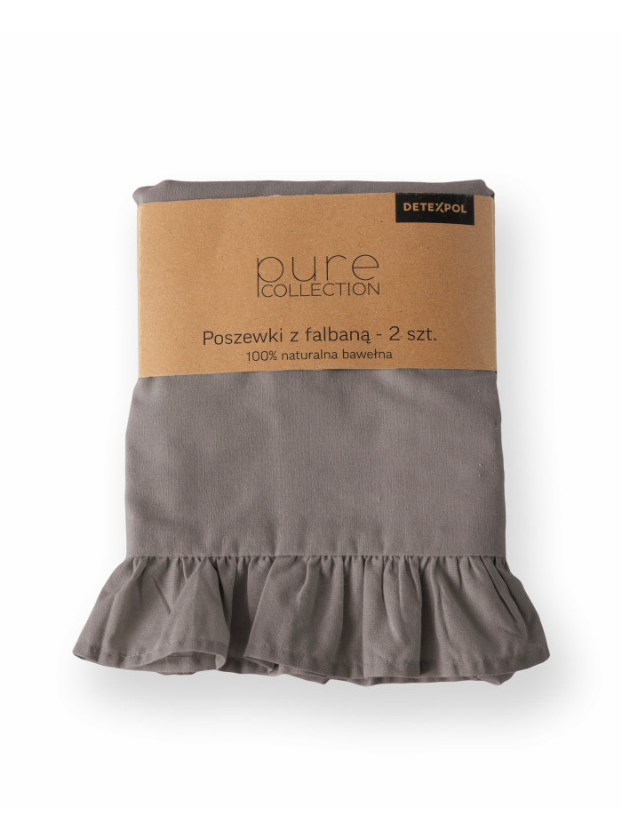 POSZEWKA NA PODUSZKĘ 40x40 cm 2pak CIEPŁOSZARA Z FALBANKĄ